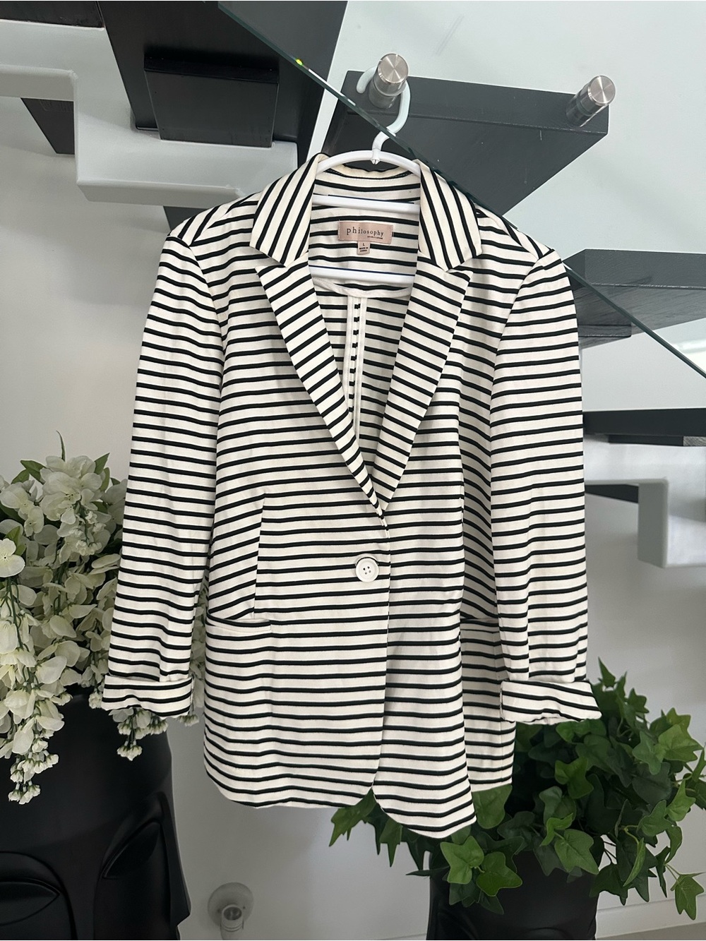 Philosophy Black & White Striped Blazer